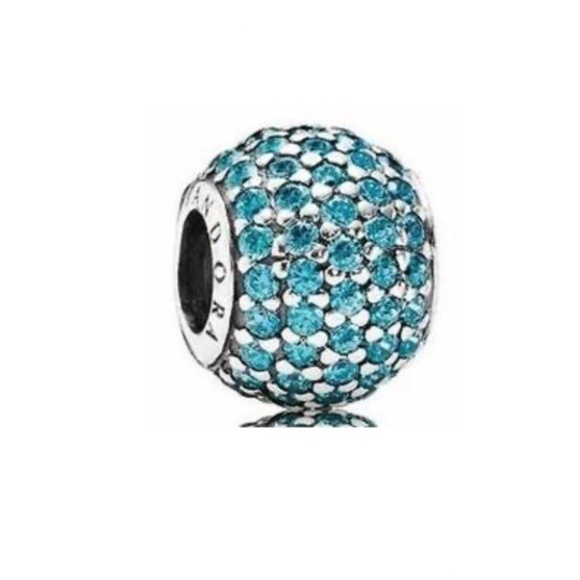 Authentic Pandora Teal Pave Lights Charm and Teal Multi-Strand Bracelet - Picture 2 of 4